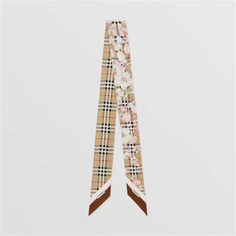 burberry check print silk skinny scarf|burberry check scarf sale.